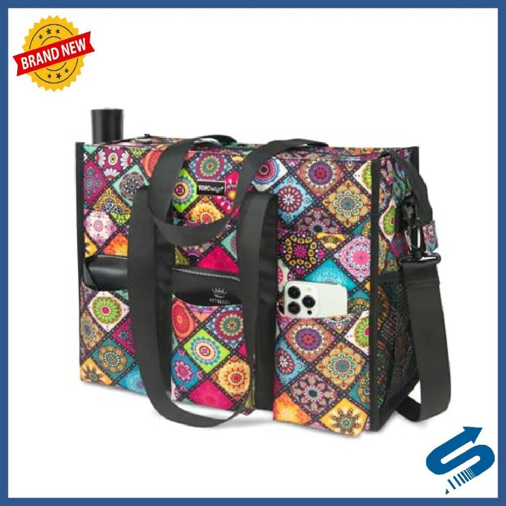 Water Resistant Tote Bag with 22 Pockets, Zipper Closure, Thick Bottom - Picture 3 of 8